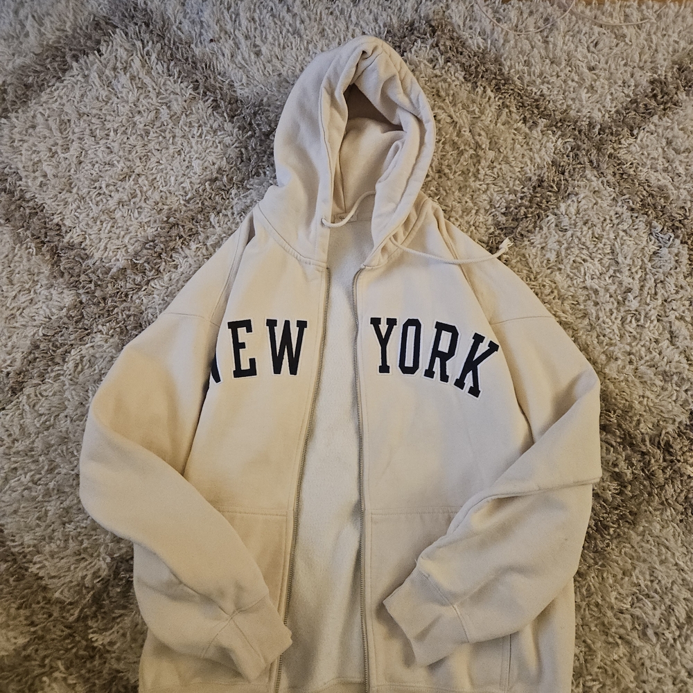 Brandy Melville Cream Hoodie with New York Print